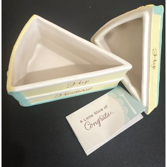 Ceramic Cake Slice Trinket Box With "Hip‎ Hip Hooray!" Design & Removable Lid - Picture 7 of 7